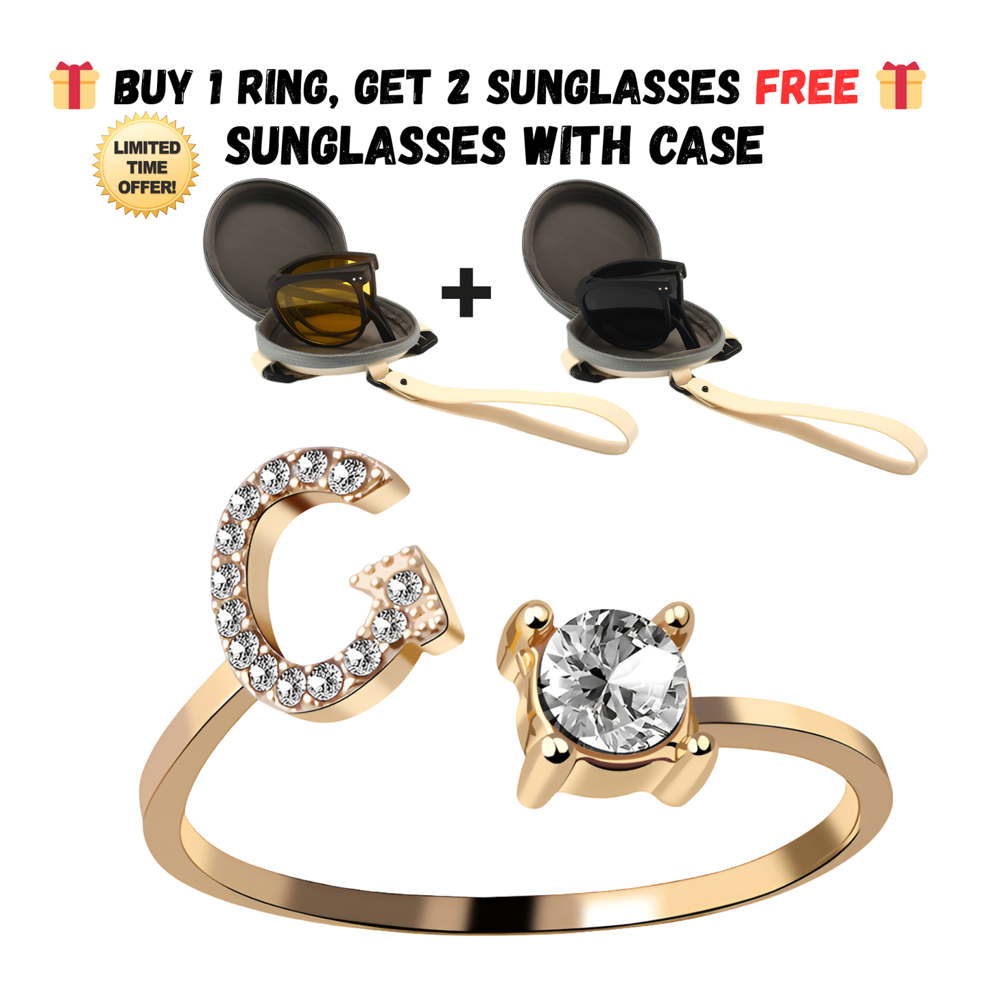 Adjustable Letter Zircon Ring with Alphabet Initials A Z Copper Alloy Jewelry Gift for Women Elegant Gift Idea