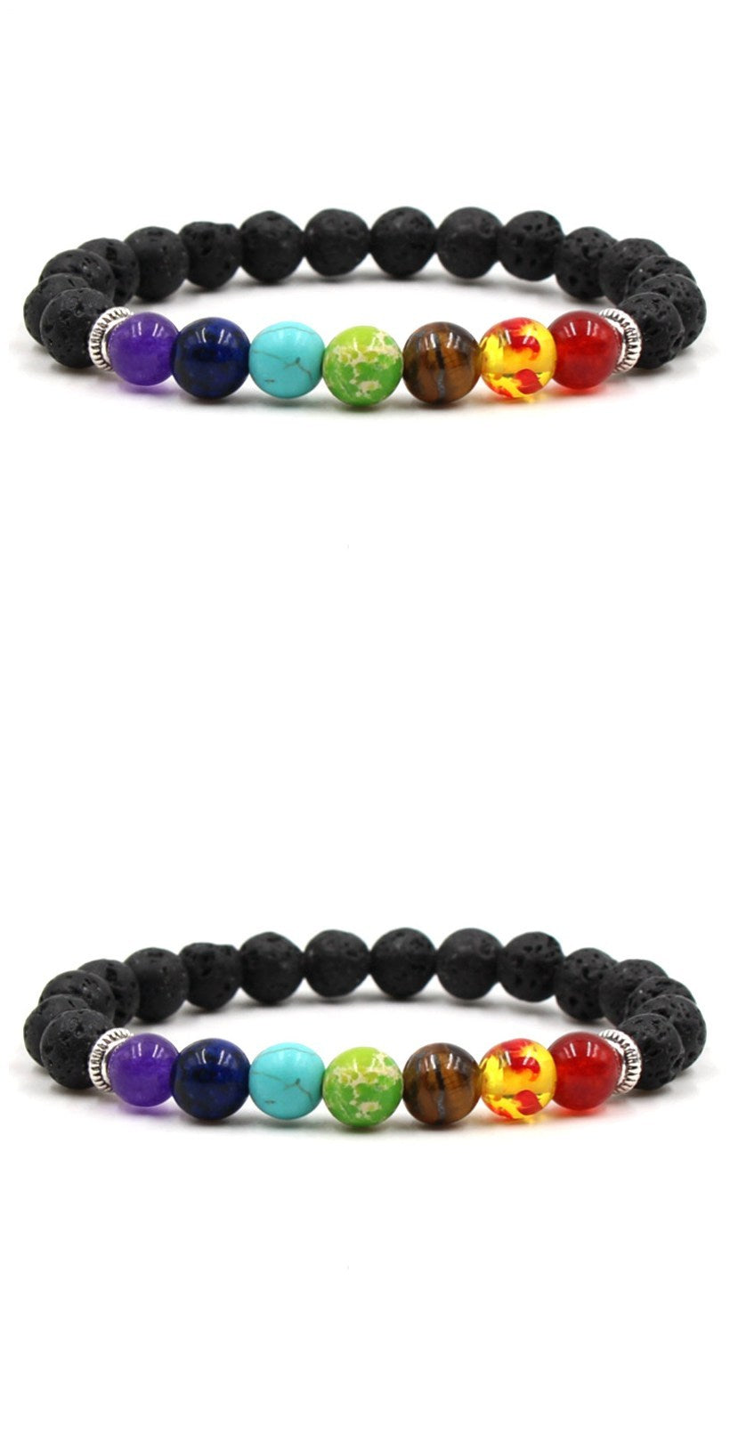 Agate Lava Stone Bracelet Energy Healing Seven Chakra Buddha Beads Hand String Eight Millimeter Wellness Protection