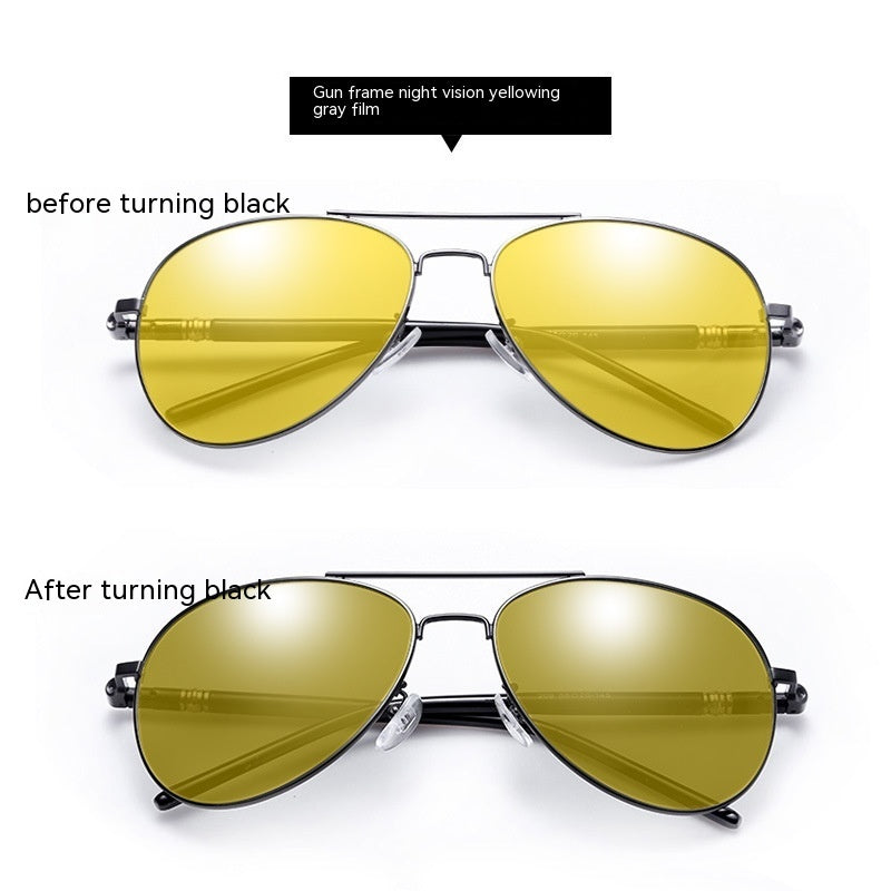 Mens Polarized Aviator Sunglasses With Color Changing Lenses TAC Polarized Lens Alloy Frame For Men Daily Wear
