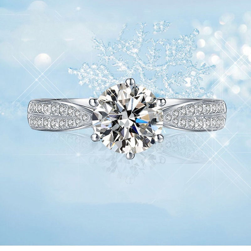 Crown Shaped Platinum Plated Copper Diamond Ring For Women Girls Elegant Fashion Jewelry Gift For Her Timeless Sparkle