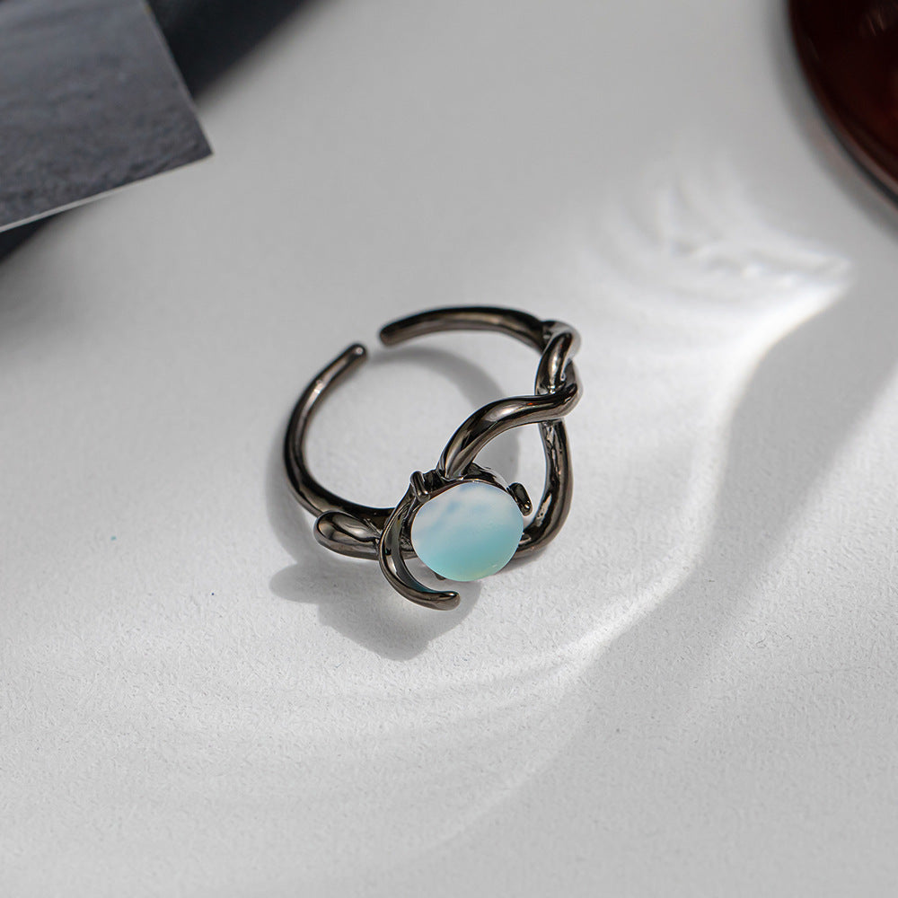 Womens Geometric Ring Irregular Alloy Fashion Ring Sweet Cool Personality Trend Jewelry Size 8 White And Black