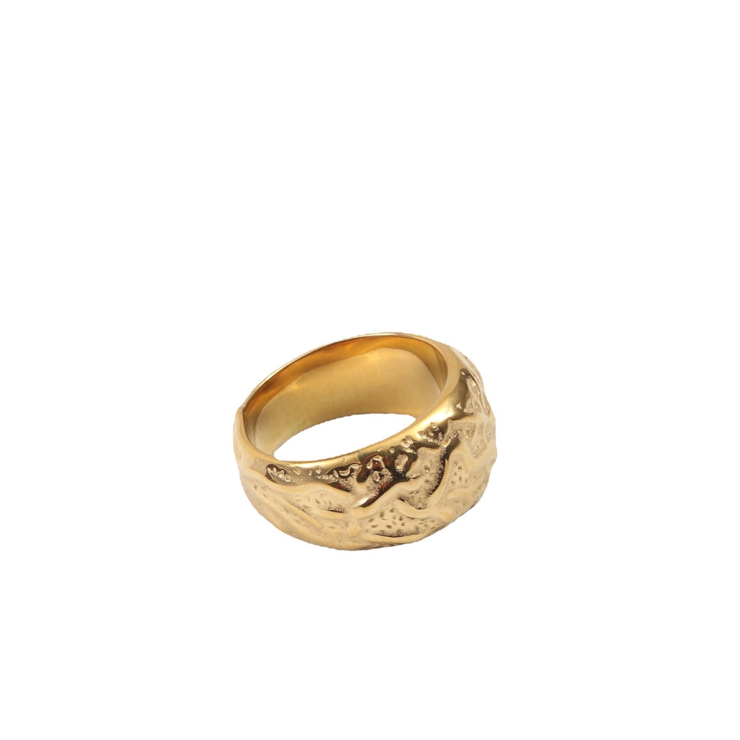 Womens Titanium Steel Ring Electroplated Crater Design Geometric Inlay Diamond Europe and America Fashion Ring Jewelry Gift for Her Gold Plated Ring