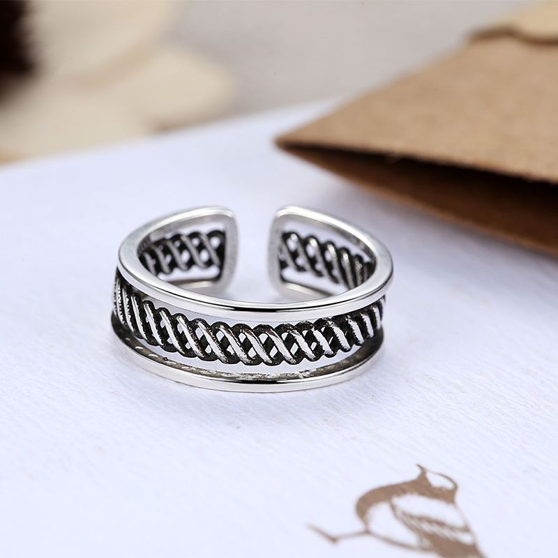 Womens Multi Layer Copper Ring Electroplated Thai Silver Finish Stylish Twist Ring Elegant Design Jewelry Ring