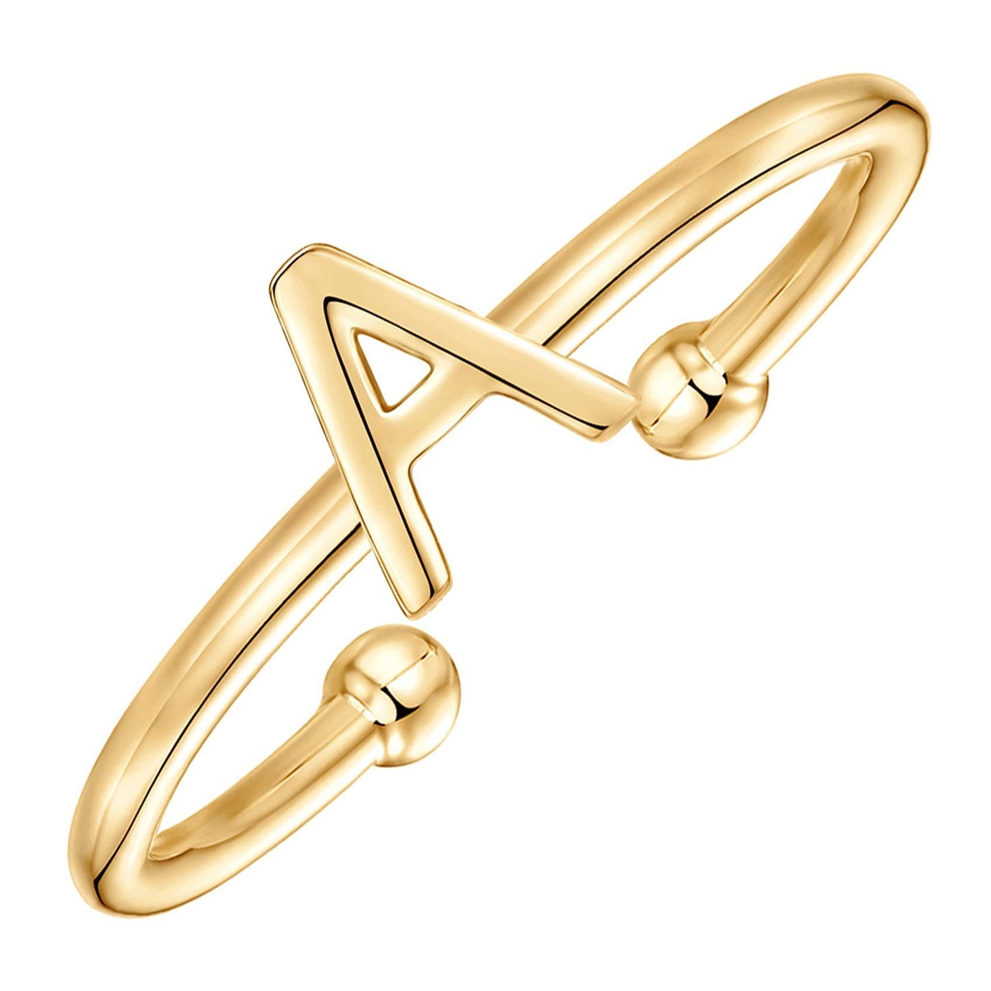 Adjustable Letter Ring Personalized Initial A To Z Copper Cutout Alphabet Ring For Women For Daily Wear Trendy