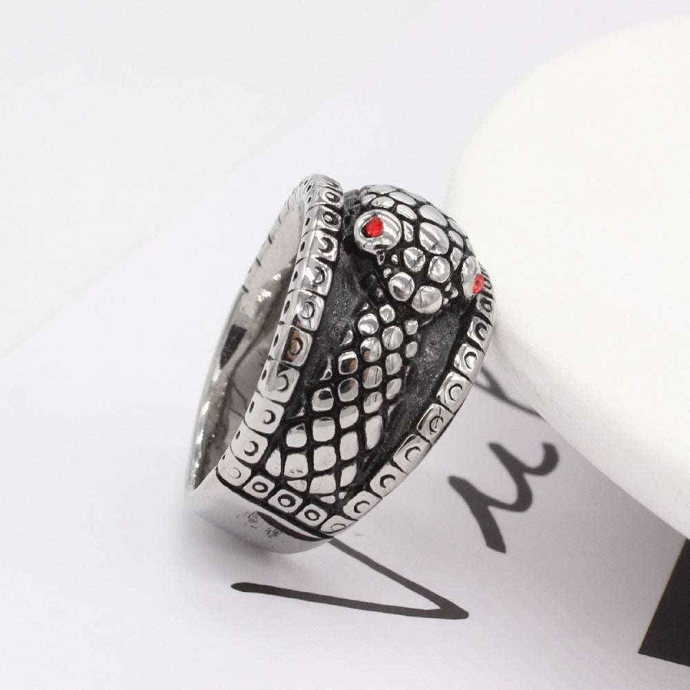 Vintage Snake Head Titanium Steel Ring For Men In Steel Gold Black Finish Sizes 7 8 9 10 11 12 Durable Style Now