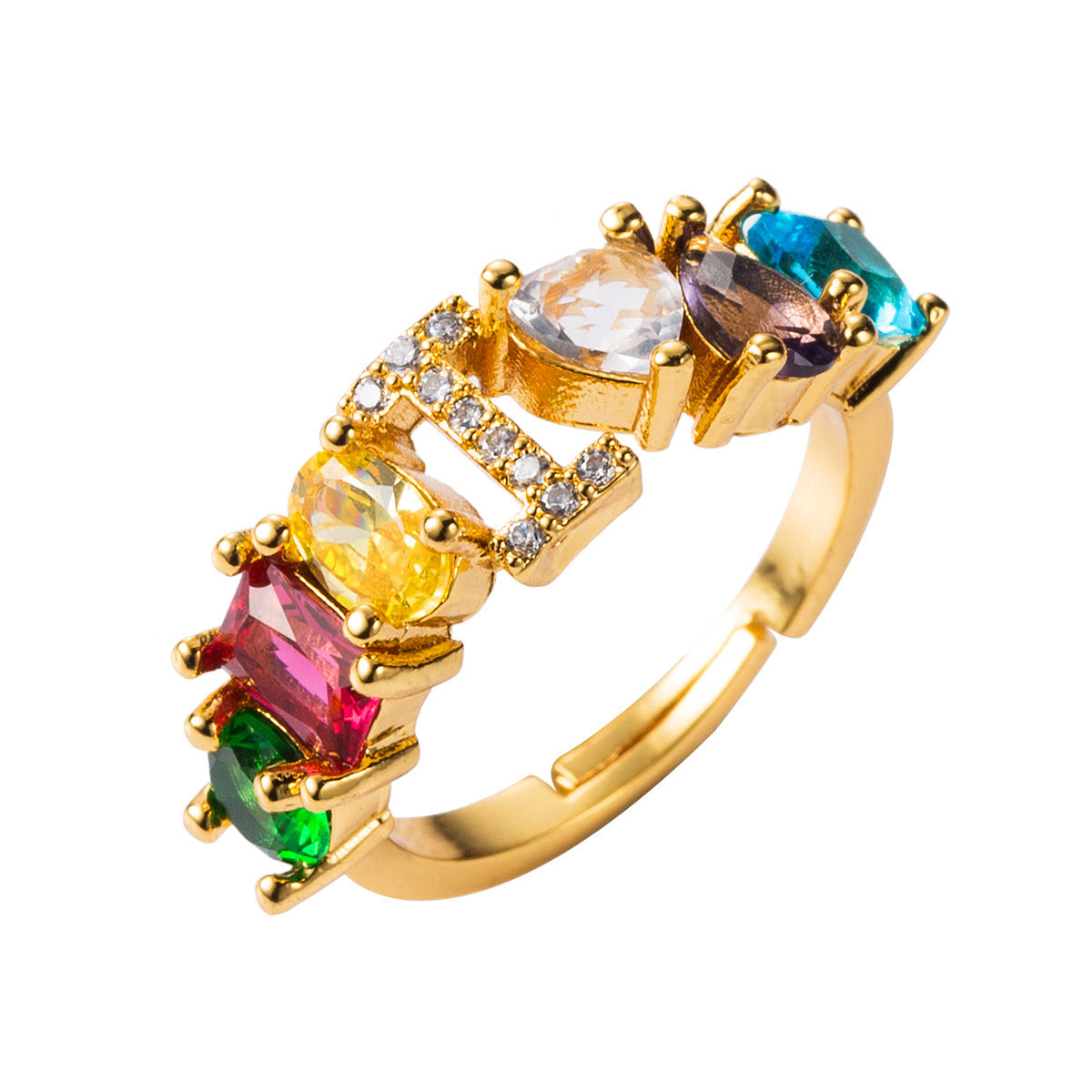 26 letters micro inlaid zircon letter ring