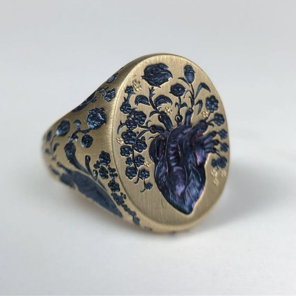 Womens Retro Flower Ring Exaggerated Alloy Fashion Statement Ring Gold Tone Not Inlaid Everyday Wear Cute Fun Jewelry