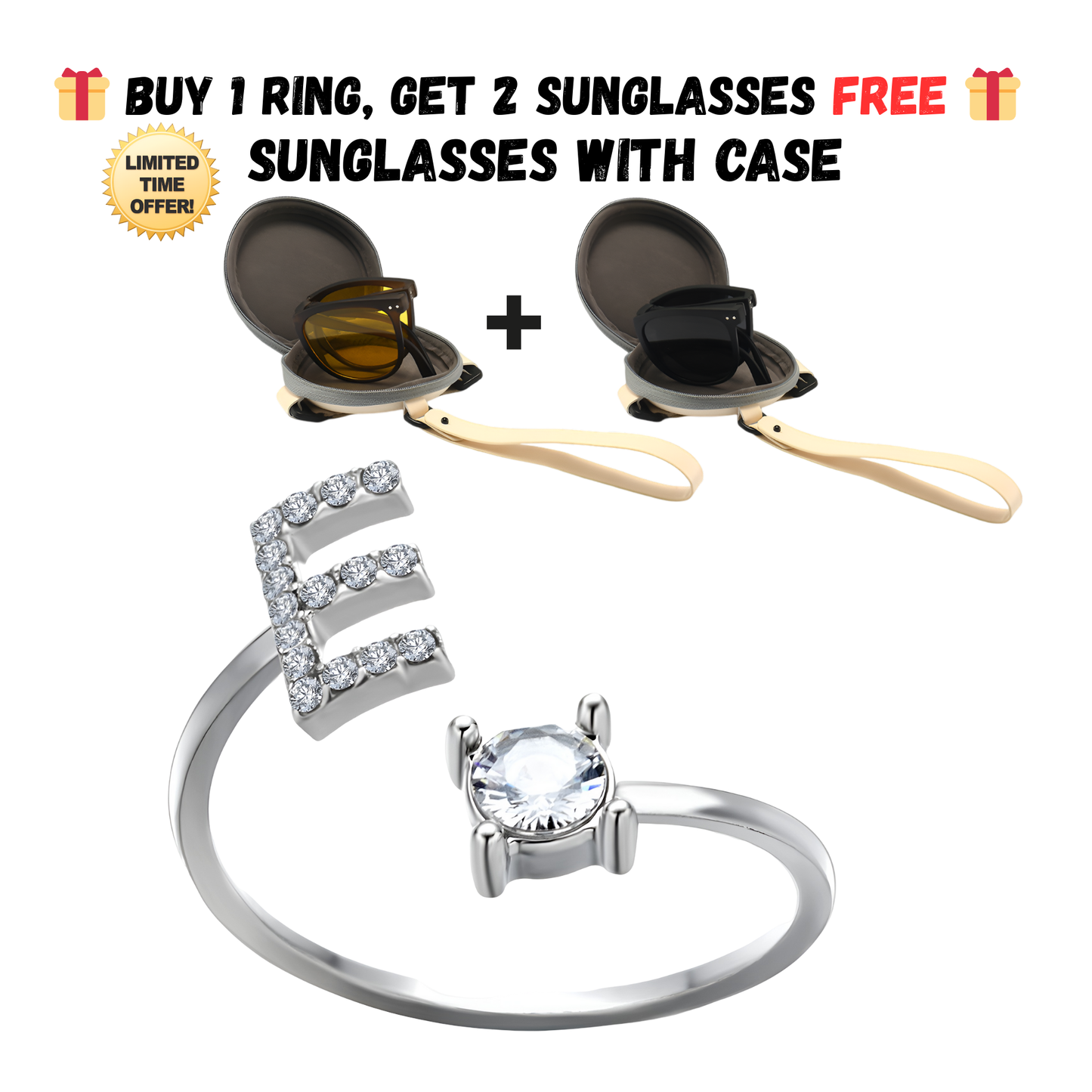 Adjustable Letter Zircon Ring with Alphabet Initials A Z Copper Alloy Jewelry Gift for Women Elegant Gift Idea