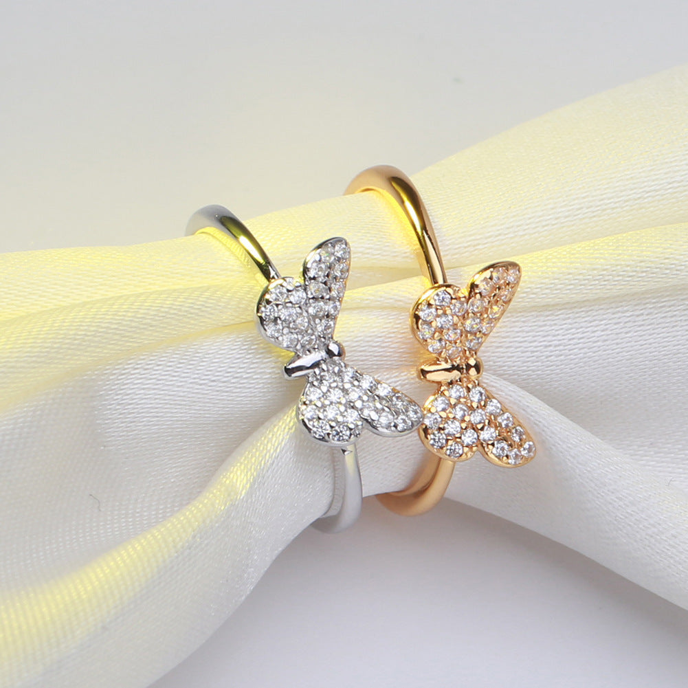 Butterfly Ring With AAA Zircon Inlay For Women Gift Jewelry