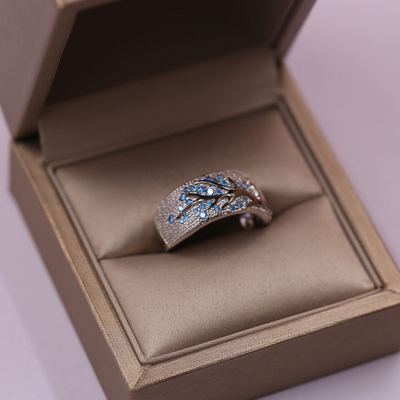 Womens Vintage Handmade Drip Glaze Leaf Twig Ring Brass Geometric Fashion Jewelry Gift For Her Durable Accessory