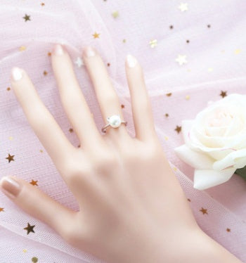 Copper Cat Ear Ring With Pearl Accent Adorable Animal Jewelry For Women And Girls Delicate Copper Ring For You