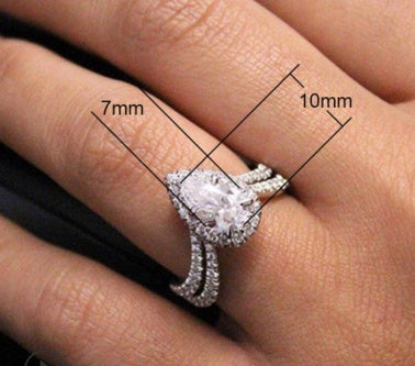 Womens Teardrop Zircon Ring Plated Copper Inlaid Artificial Gemstone Elegant Fashion Statement Quality America
