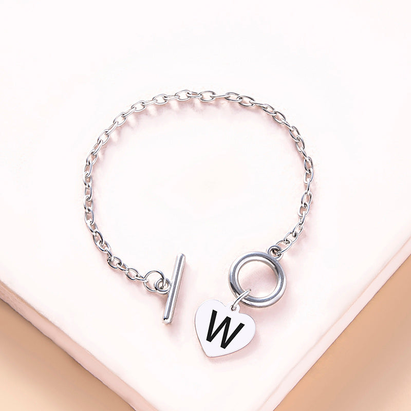 Womens Silver Stainless Steel Link Chain Bracelet With Heart Charm And Buckle Clasp Fashion Jewelry For Ladies