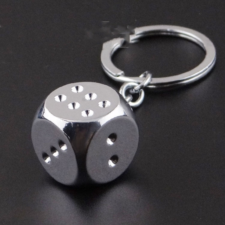 3D Metal Dice Keychain Zinc Alloy Lightweight Simple Design Accessory Unique Dice Pendant Decoration Gift Idea