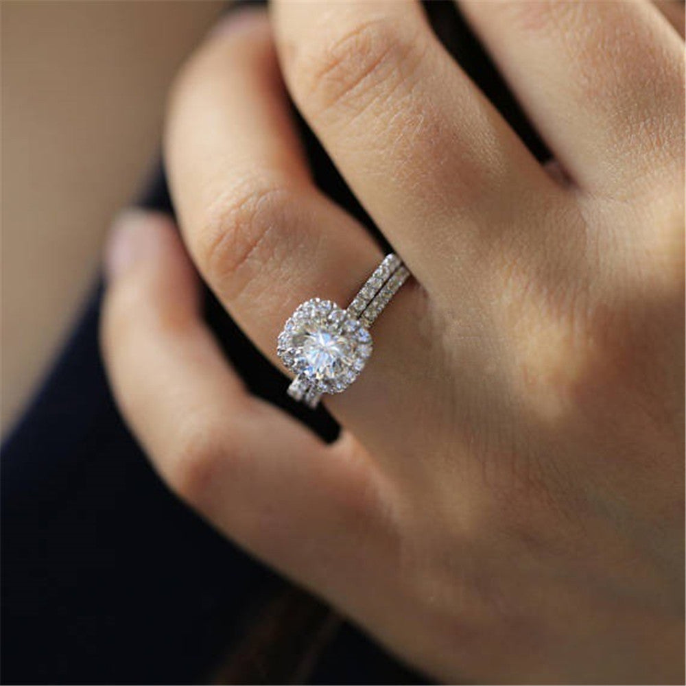 Heart Arrows Crown Ring Silver Tone Alloy With Simulated Diamond Jewelry Gift For Her Womens Fashion Accessory