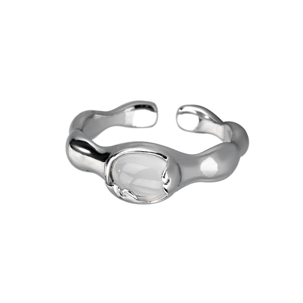 Womens Irregular Agate Ringlet Adjustable Crown Shape Gold Plated Copper Fashion Jewelry Korean Design Elegant