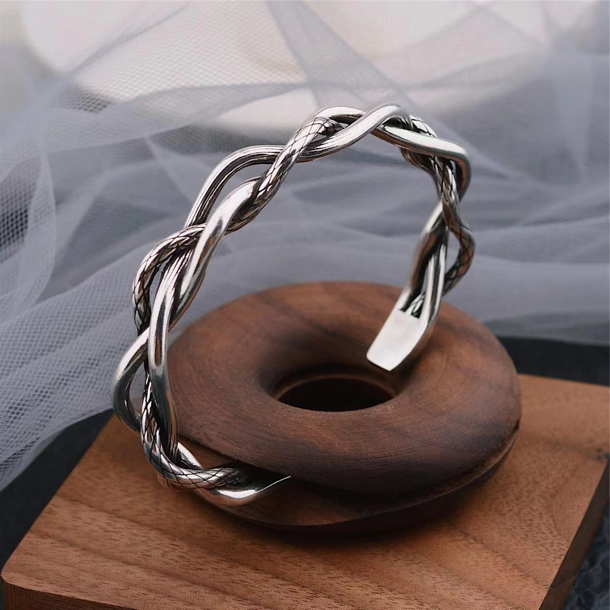 Womens Three Strand Twist Bracelet Adjustable Alloy Retro Electroplated Literary Jewelry Bangle Fashion Jewelry Gift