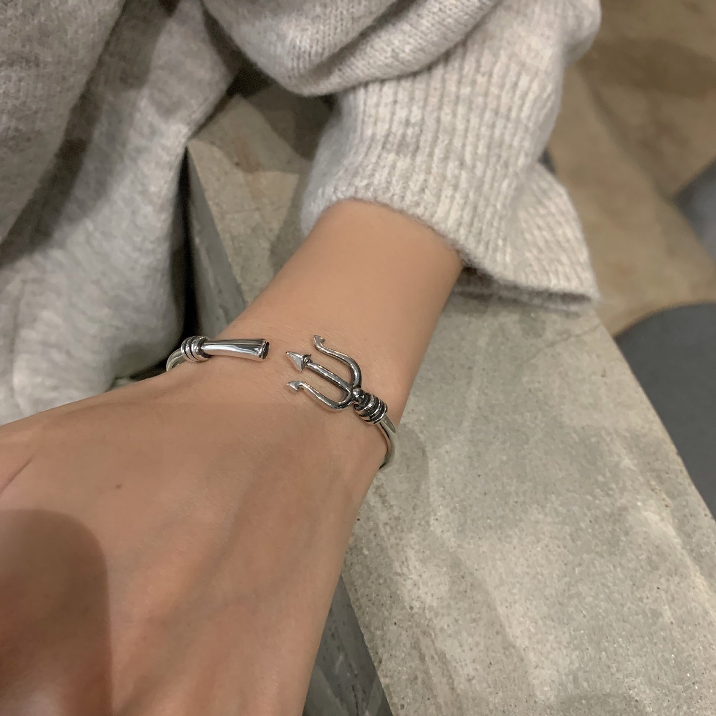 Womens Silver Bangle Bracelet Geometric Design Korean Fashion Jewelry Thai Silver Plated For Wedding Birthdays