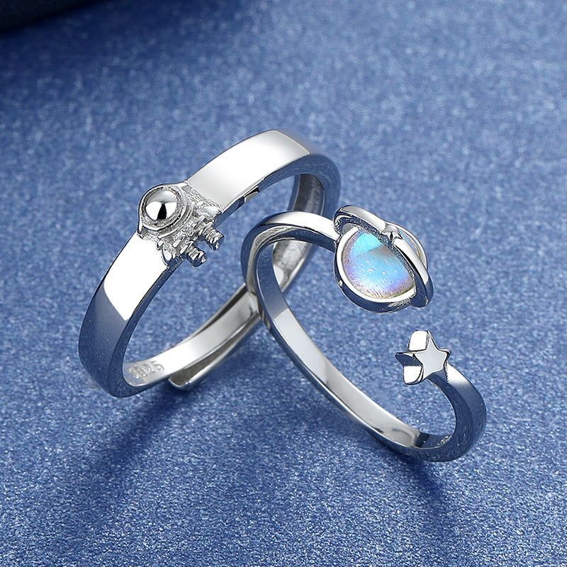 Adjustable Couple Rings For Women And Girls White Copper Rings With Gold Plated Gemstones For Matching Sets Gift Ready