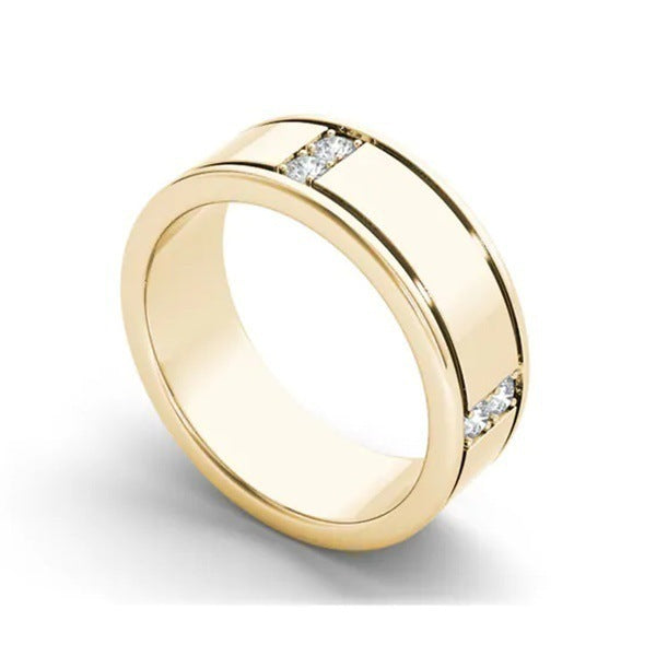 Gold Plated Ring With Simulated Diamond Geometric Alloy