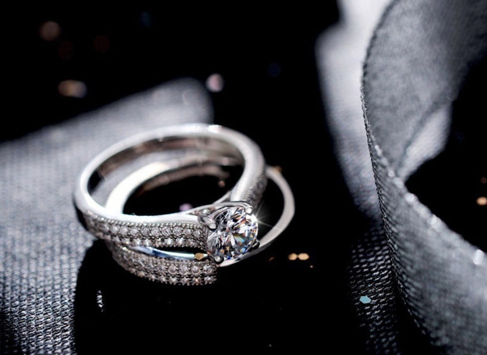 Women Star Design Ring Sterling Silver Plated Copper With Gems Micro Set Jewelry For Engagement And Anniversary