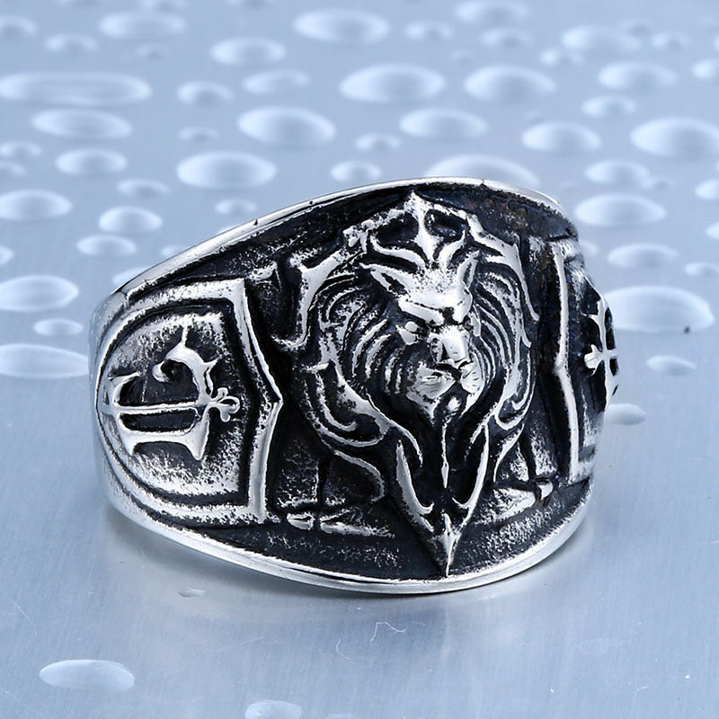 Mens Lion Head Alloy Ring European Style Jewelry Gift