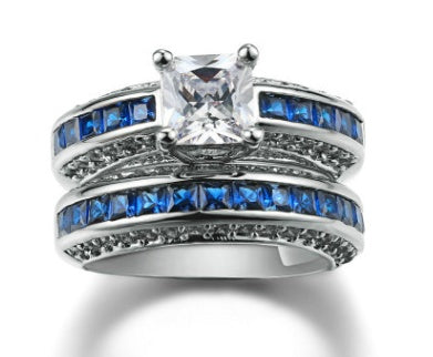 Womens Zircon Square Ring Platinum Plated Durable Geometric Fashion Elegant Anniversary Promise Ring For Everyday Wear