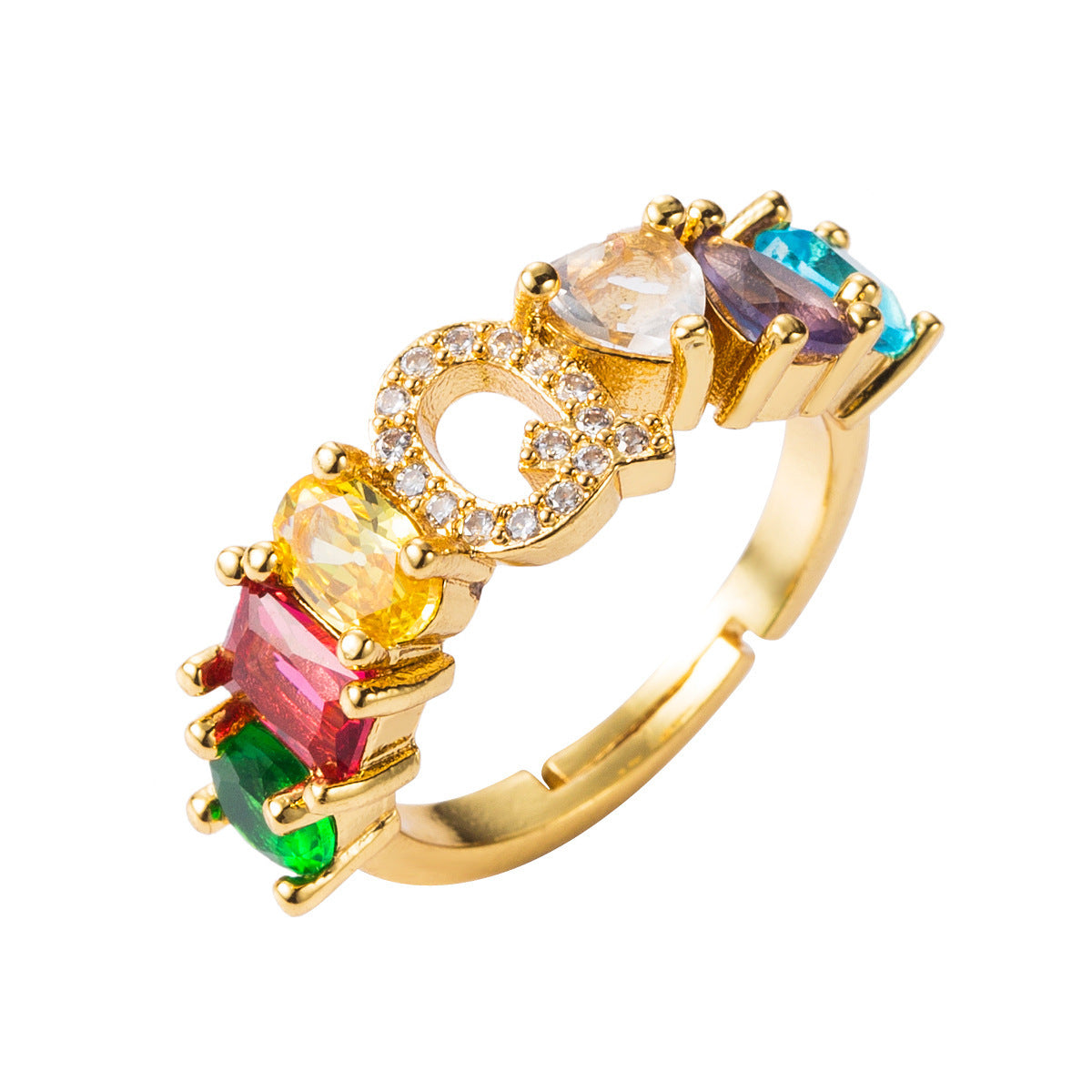 26 letters micro inlaid zircon letter ring