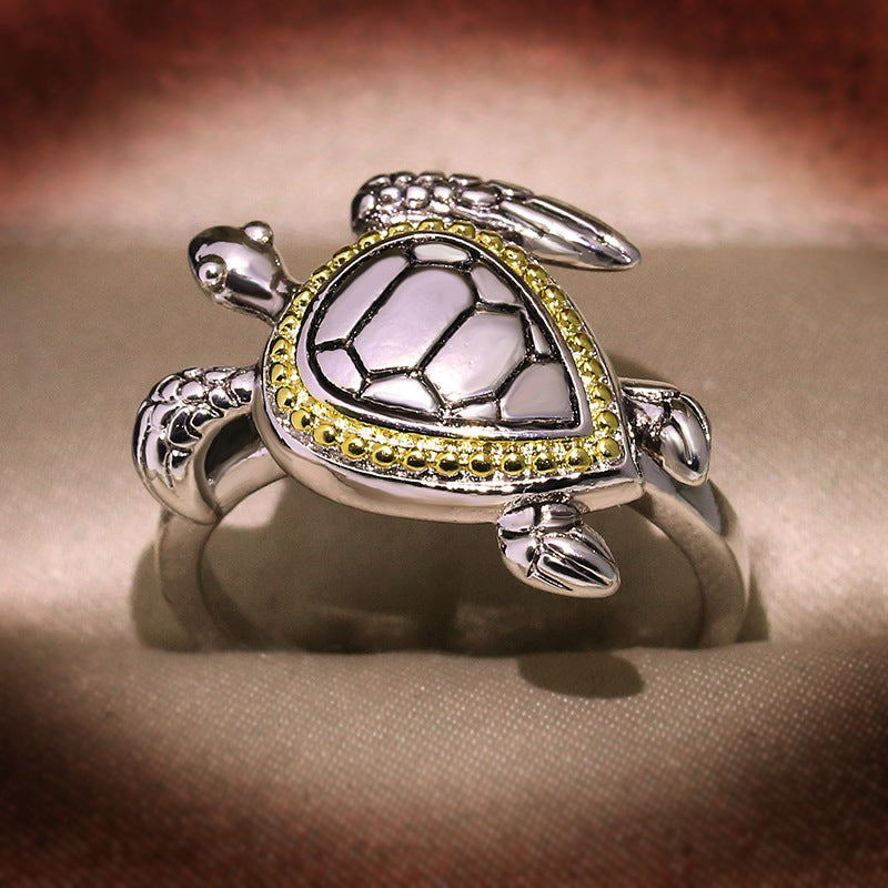 Womens Tortoise Ring With Sapphire Inlaid And Full Diamond Brass Alloy Animal Design For Wedding Engagement Jewelry
