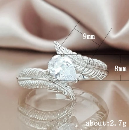 Leaf Ring Copper Plated Silver Alloy With Gemstone Inlay Creative Design Fashion Jewelry Gift For Her Classics