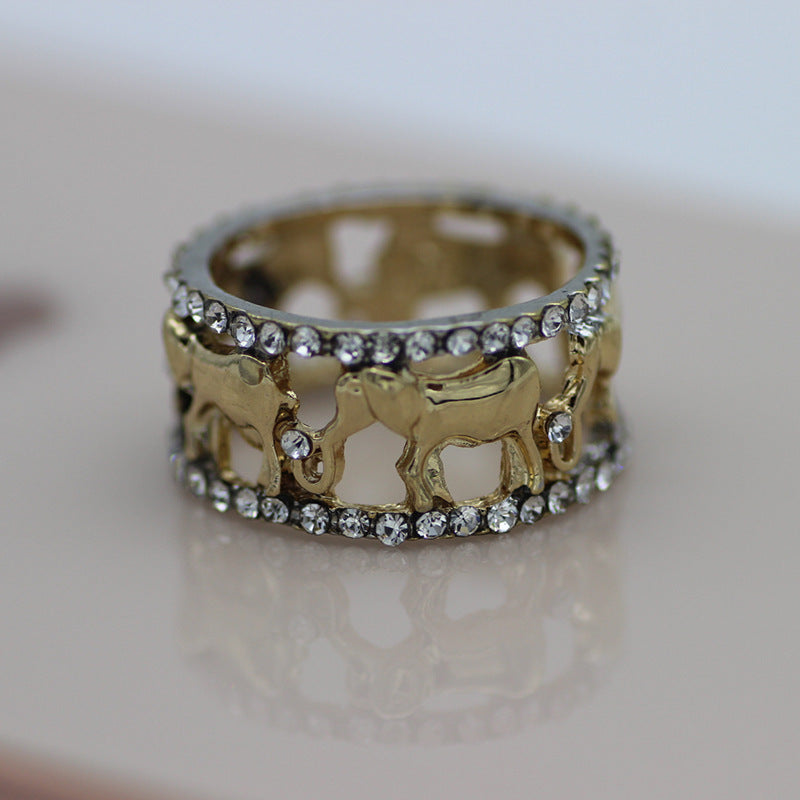 Two Tone Diamond Rhinestone Elephant Ring Alloy Color As The Picture Show Sizes 5 11 Fashion Beautiful New New