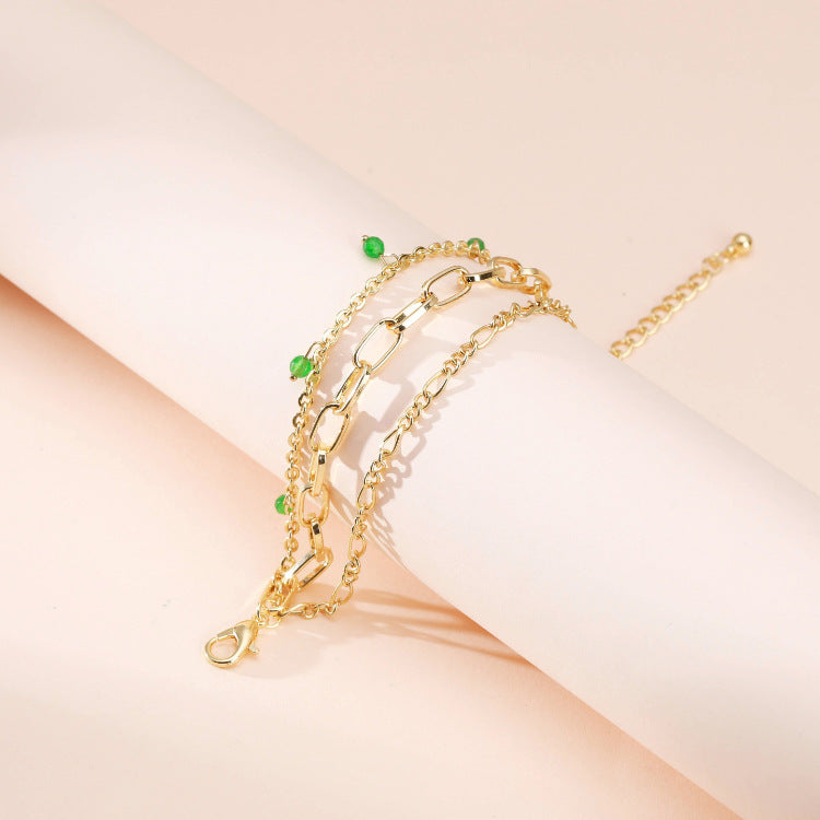 Womens Metal Bracelet Crystal Bead Multilayer Chain Bracelet With Lobster Clasp And Individually Packed Design