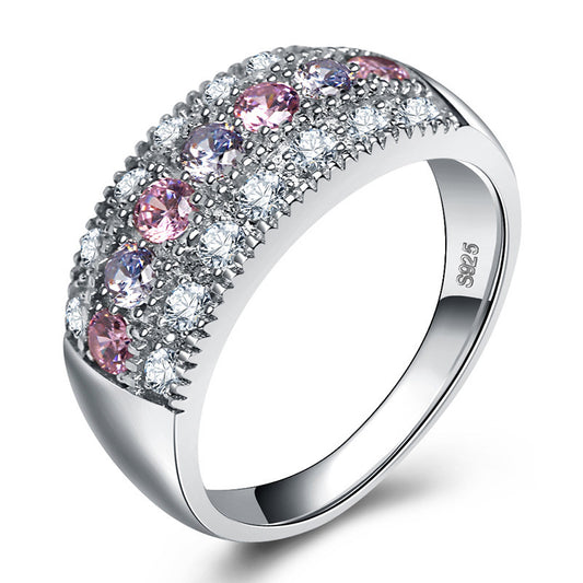 Zircon Color Diamond Copper Jewelry European American Style Geometric Design Electroplated Finish Fashion Shine