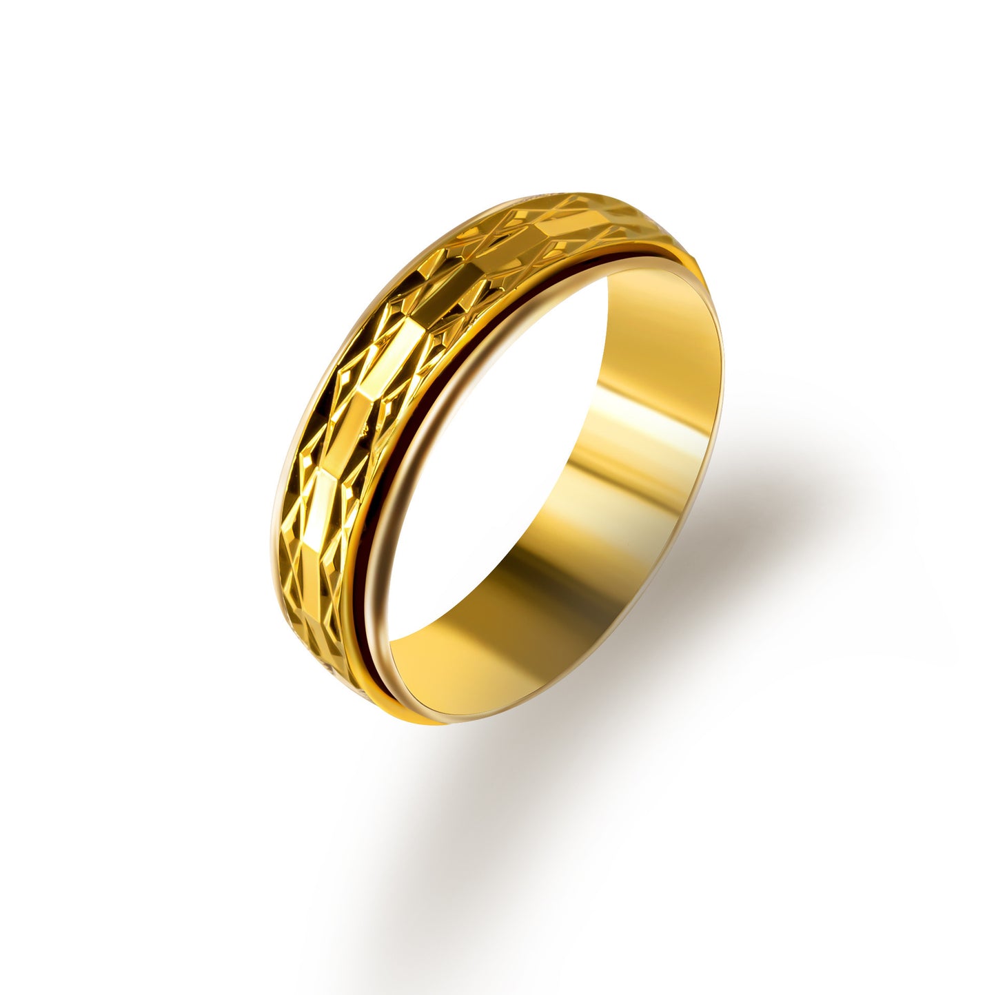 925 Silver Ring With Gold Circular Texture And Zircon Inlay Narrow Face Elegant Jewelry Statement Ring For Her