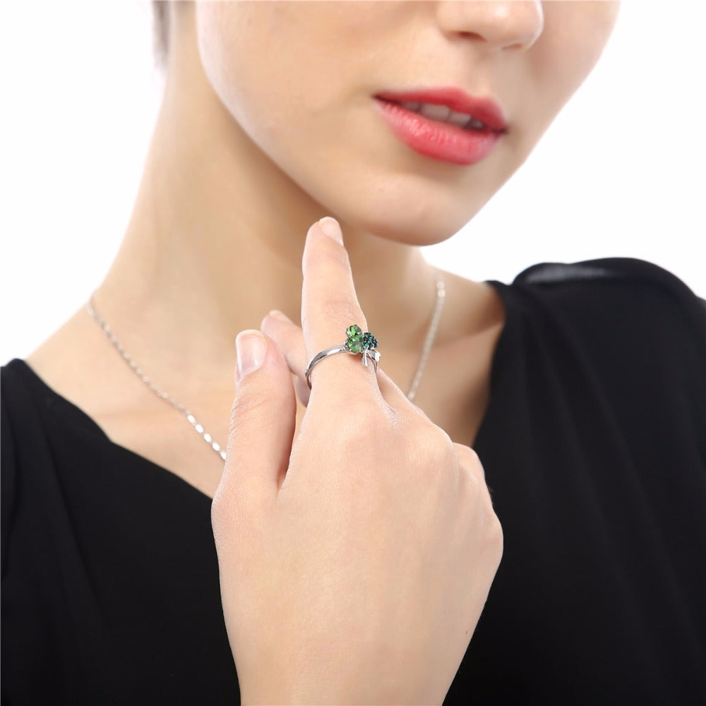 Adjustable Clover Ring For Couple Women Men European Design Alloy With Crystal Elegant Crystal Gift For Couple