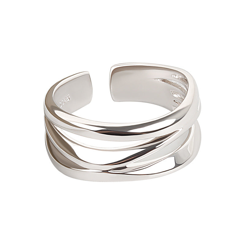 Geometric Adjustable Ring With Irregular Knotted Design Copper Electroplated Retro Fashion For Women Daily Wear