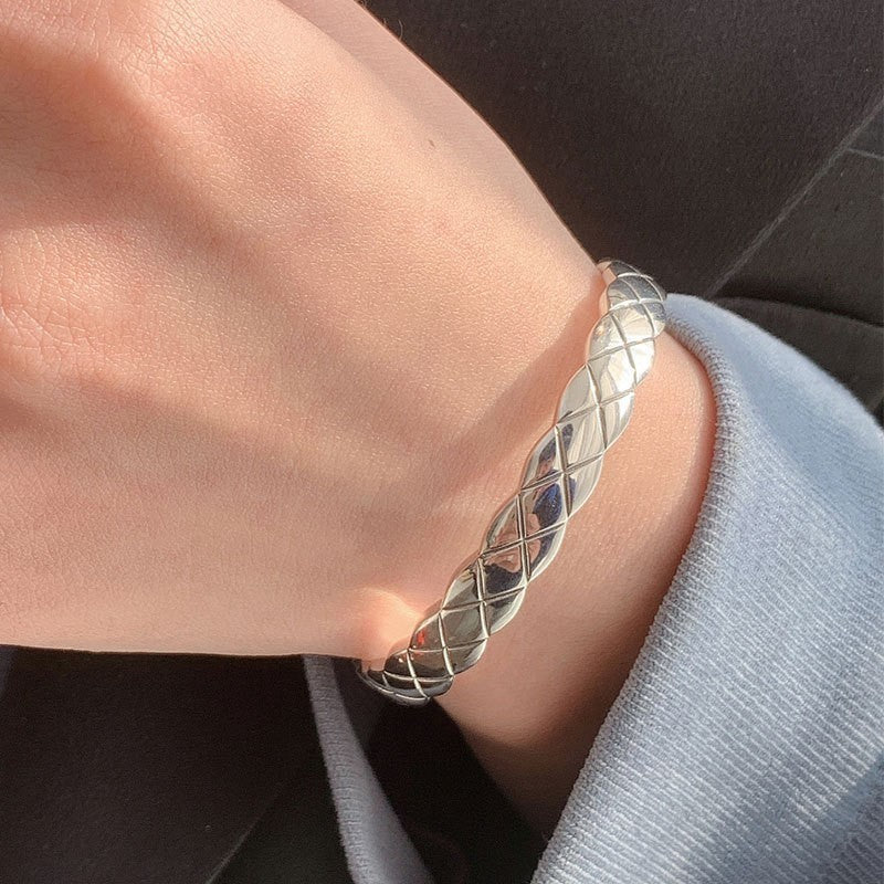 Men Copper Silver Plated Bracelet Twist Bamboo Knotted