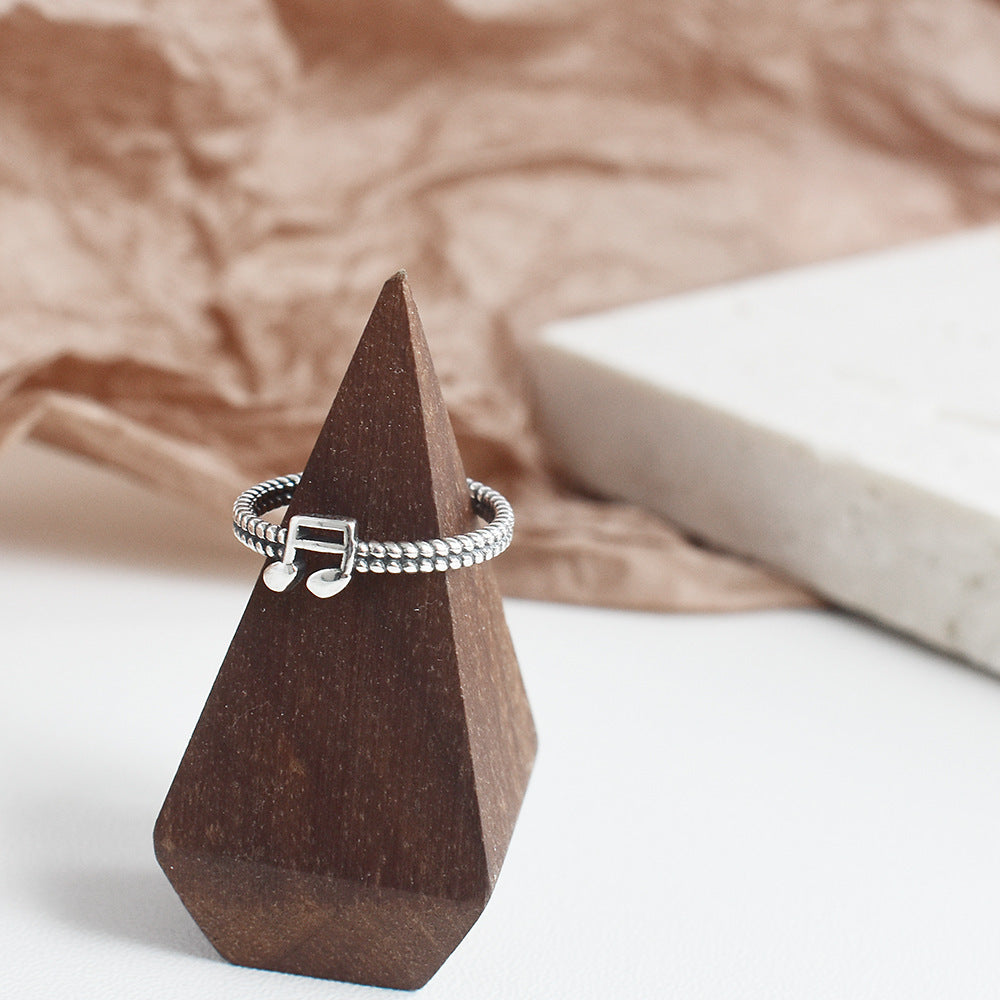 Womens Sterling Silver Musical Note Ring 925 Jewelry Gift For Her Retro Design Elegant Silver Jewelry Gift For