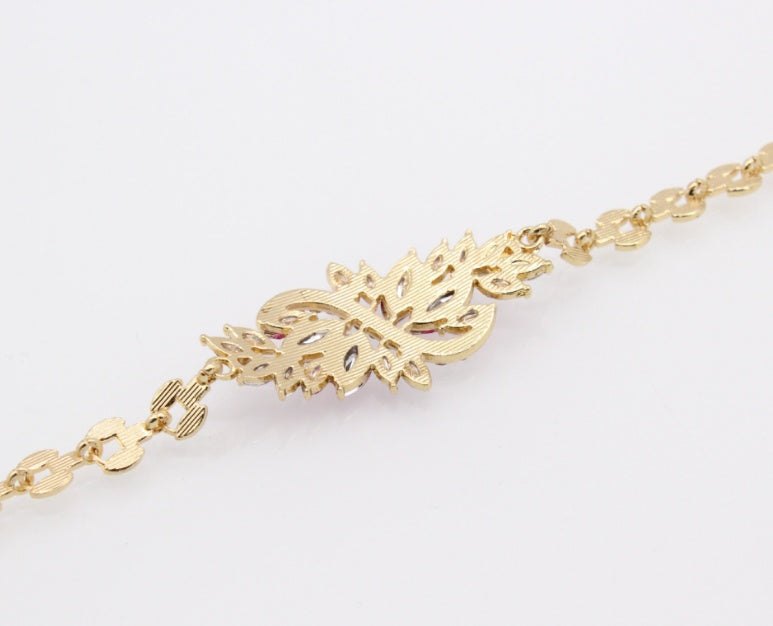 Womens S Shaped Alloy Diamond Studded Bracelet with Resin Flower Artificial Gemstones Individually Packed Color