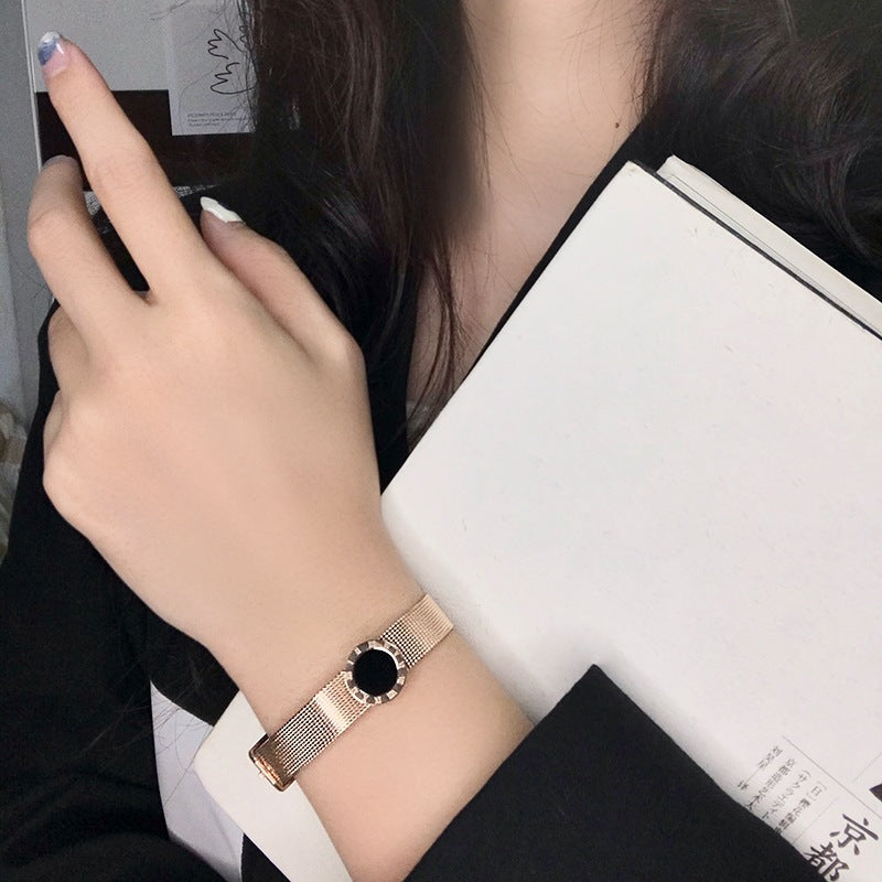 Womens Titanium Steel Diamond Bangle Bracelet Geometric Bend Connection Rose Gold And Gold Sleek Everyday Wear Elegant