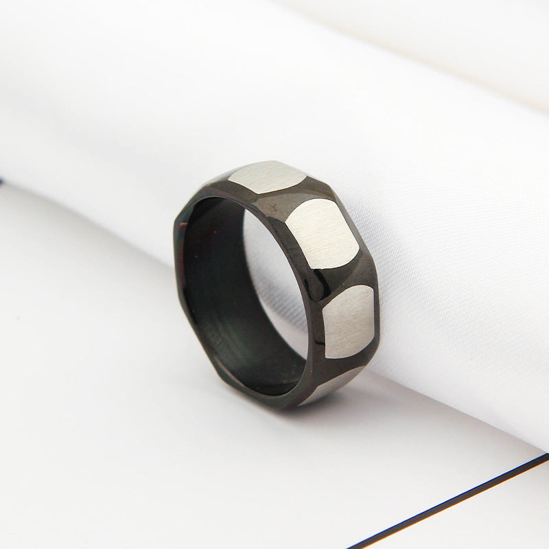 Mens Stainless Steel Ring European American Rhombus Ring Titanium Steel Diamond Ring Retro Band Ring Statement