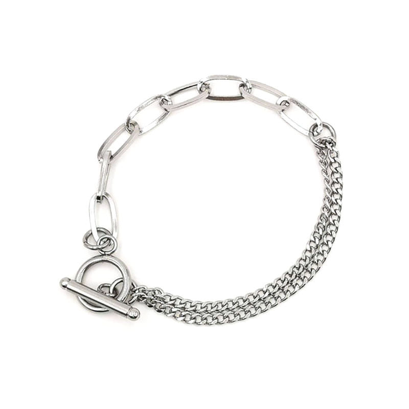 Womens Titanium Steel Bracelet Flat Wire Stitching Chain Buckle Closure Fashion Jewelry Bracelet For Women Now