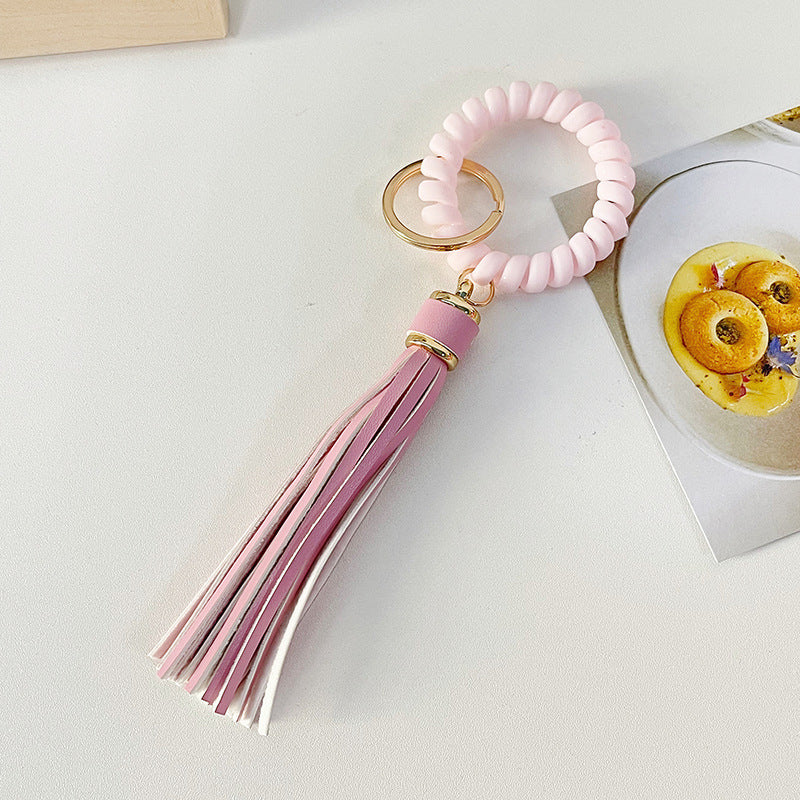 Wristlet Keychain Bracelet Cartoon Print Faux Leather Anti Lost Phone Accessory Secure Key Holder Wristlet Highend Faux