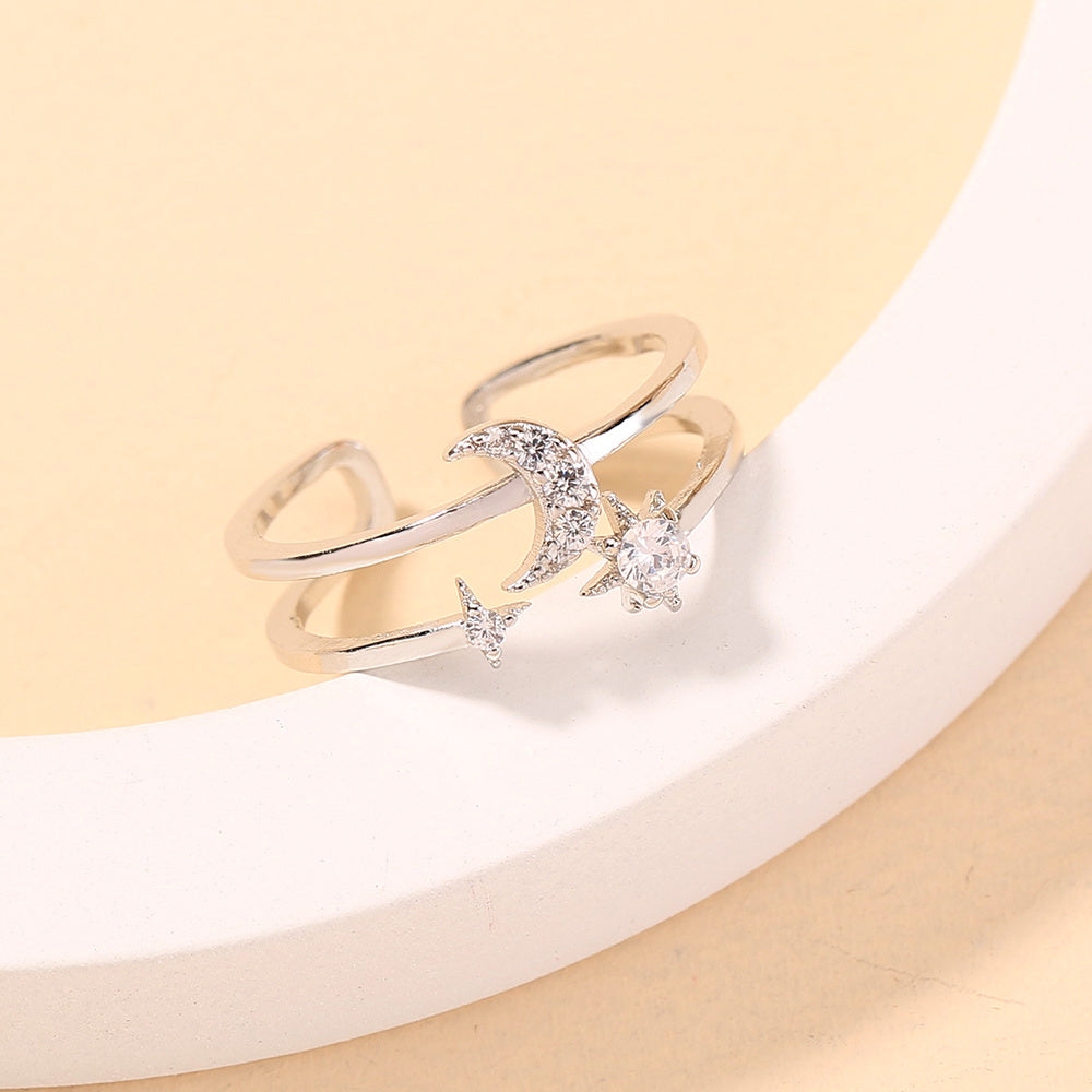 Adjustable Copper Ring With Zircon For Women Jewelry