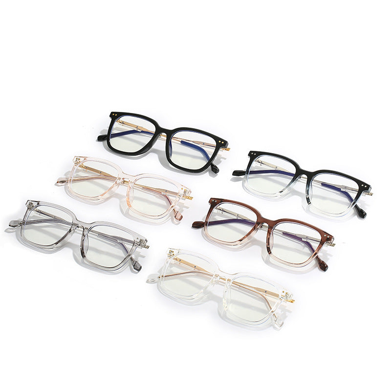 Adults Anti Blue Light Glasses Square Frame Full Frame Eyewear With Clear Flat Lenses For Large Faces Wide Fit
