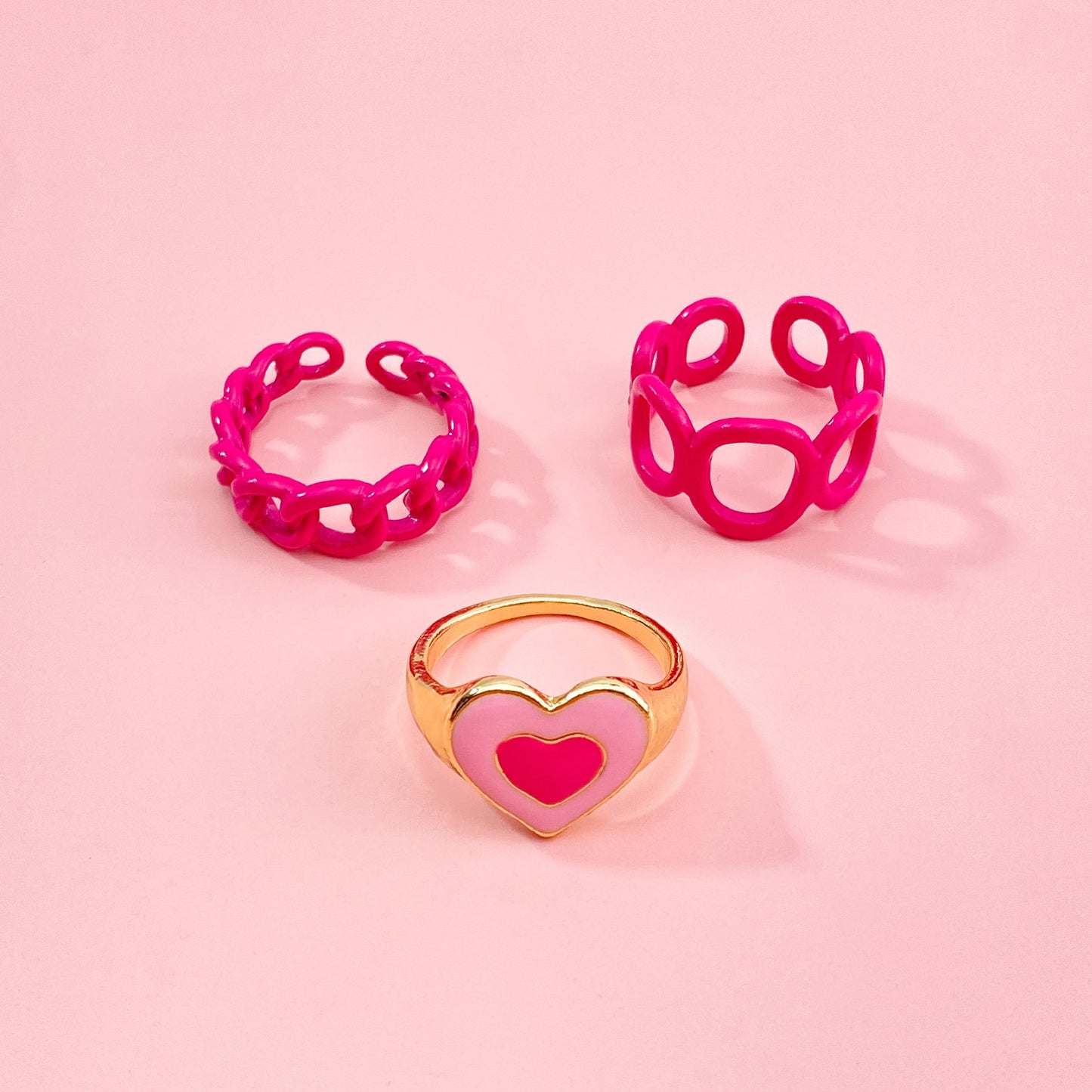 Womens Vintage Gold Ring Set With Heart Smile Design Electroplated Alloy Rings For Love Peach Heart Decoration