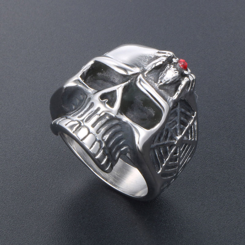 Womens Vintage Skeleton Ring Durable Titanium Steel Antique Design Fashion Jewelry Hand Ornament Unique Accessory