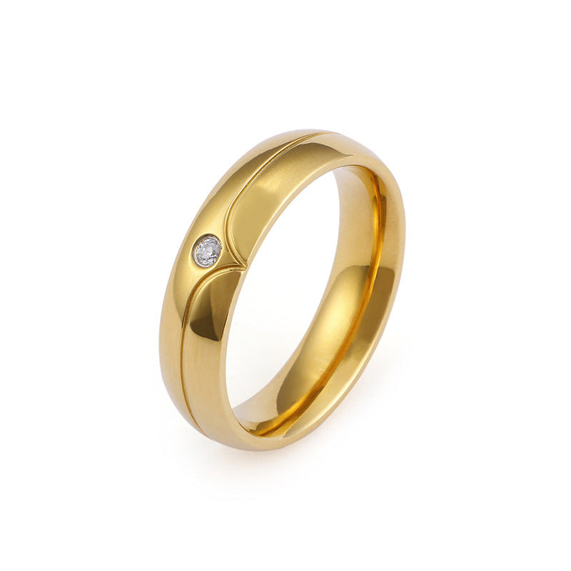 Gold Plated Titanium Steel Geometric Couple Rings Gift