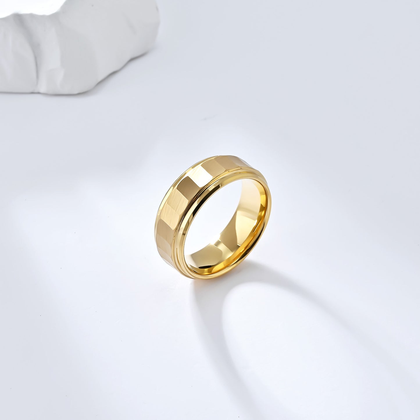 Unisex Tungsten Steel Ring Geometric Band Durable Everyday Wear Ring Steel Gold Black Geometric Ring Wear Gold