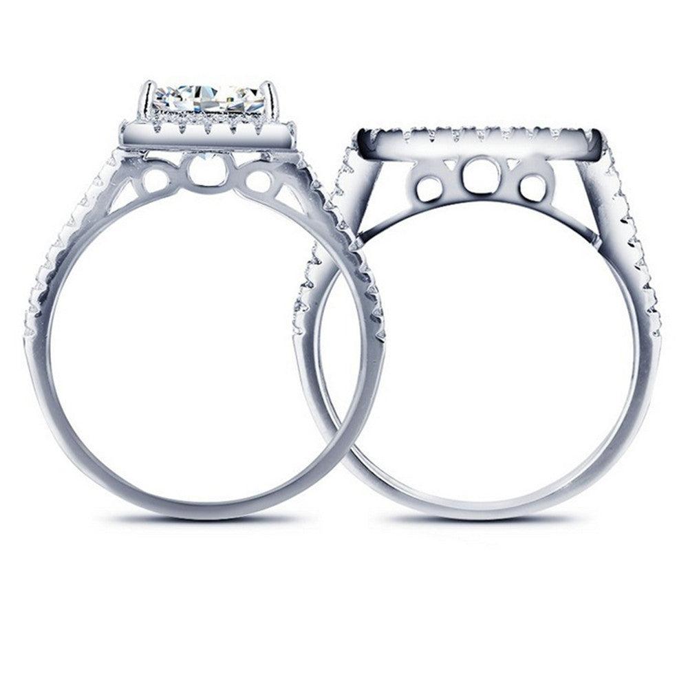 Ladies Wedding Ring Geometric Alloy Diamond Ring Simple Engagement Ring With Zircon Inlay Diamond Treatment